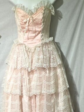 Tiered Vintage Zum Zum Dress ILGWU RARE Pink 80s Prom